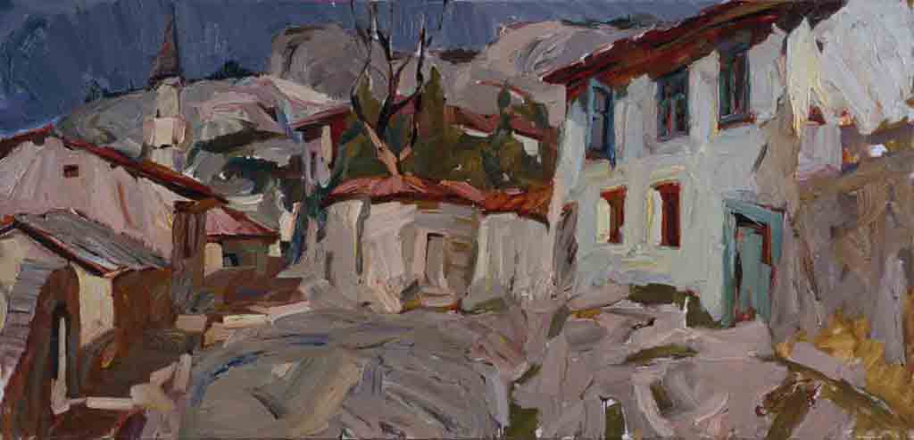  شارع  فى باحتشيساراى ، زيت على قماش، 120 × 60 سم ، 1991  