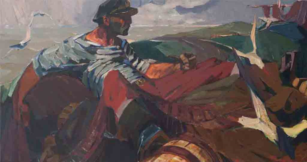  رجل متجرب ، زيت على قماش ، 80 × 150 ، 2014   