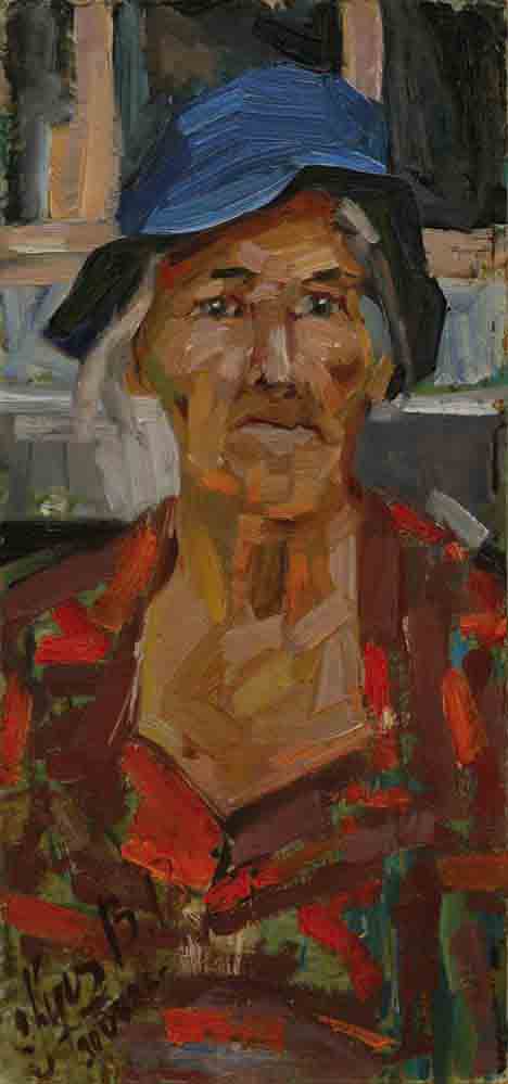  جدتي ، زيت على كرتون ،  50.5  × 24 ، 1986       