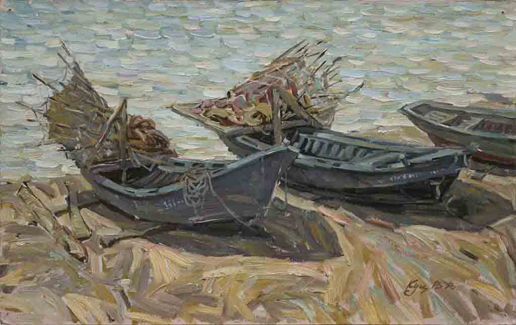  ديفورت ، (شبكات خاصة للصيد) زيت على كرتون ، 50  × 80 ، 1989     