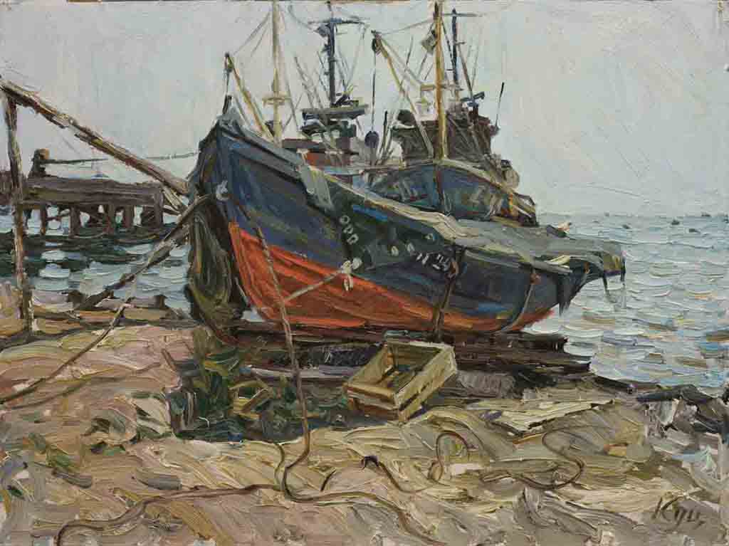  ايتود (قارب) ، زيت على كرتون ، 50 × 66.6 ، 1989   