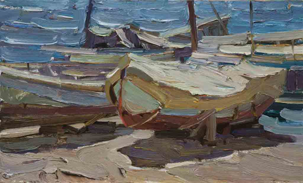  قوارب مختلفة، زيت على كرتون ، 50 ×  30 ، 2007    