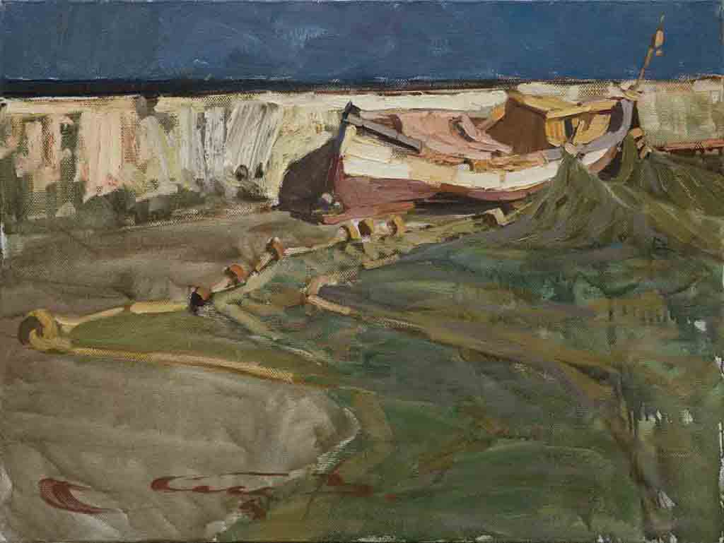  قارب المسا ،  زيت على قماش ء ، 60 × 80  