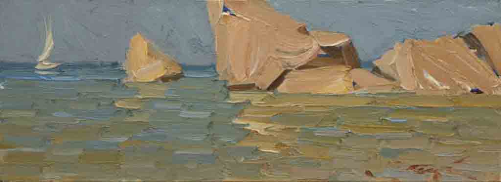 شاطىء شمسي ، زيت على قماش ، 27 × 74 ، 2005 