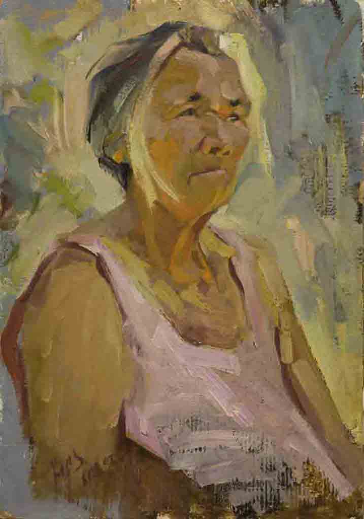 الجدة نادية. ايتود. زيت على كرتون ، 49 × 34 ،1987  